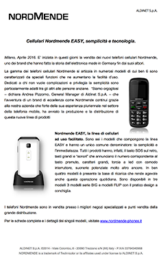 Cellulari Nordmende EASY, semplicità e tecnologia.