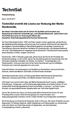 TechniSat erwirbt die Lizenz zur Nutzung der Marke Nordmende.